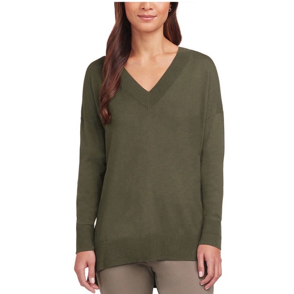 Matty M Ladies' V-Neck Sweater (Olive, 2X) - Picture 1 of 2